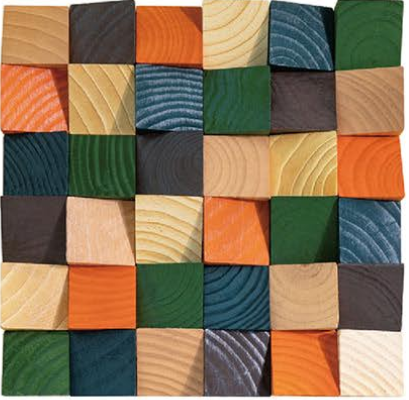 Wood Mosaic 3D Color – Ръчно изработена плочка от естествена борова дървесина